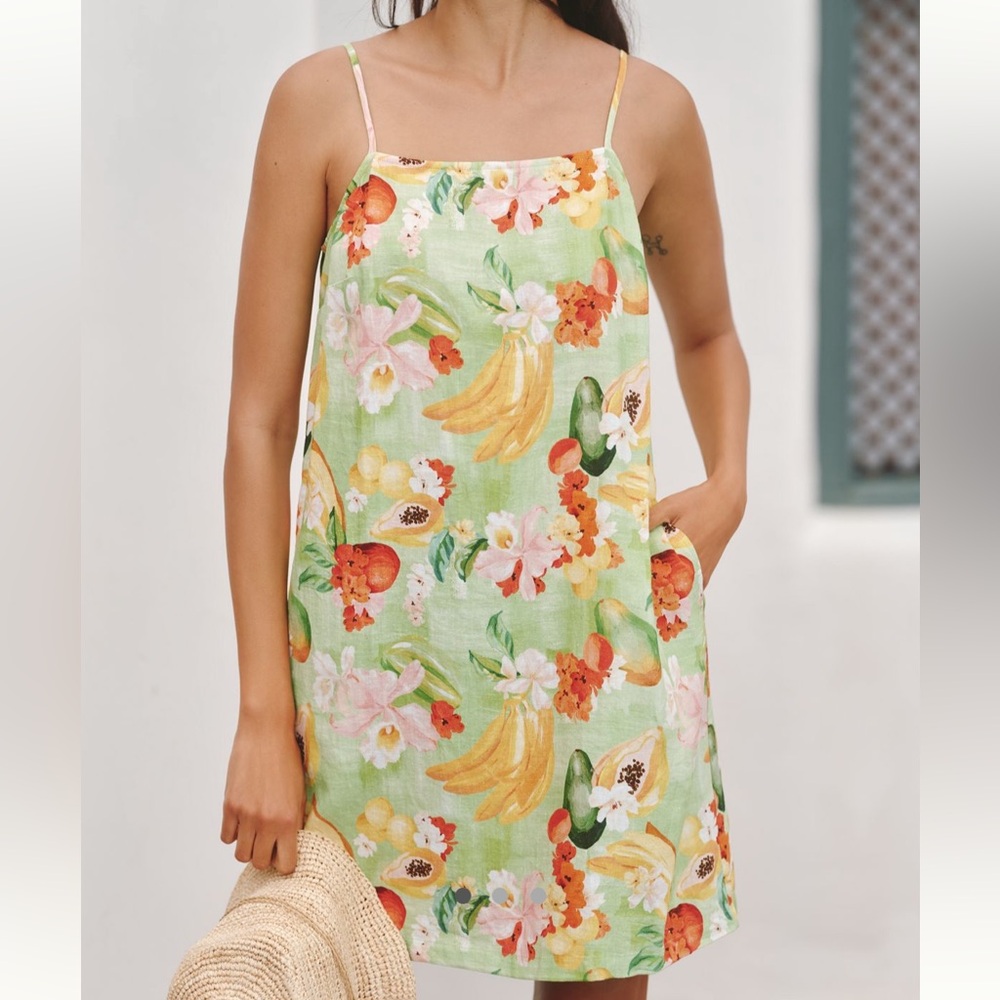 Seafolly Green and Yellow Spaghetti Strap Sundress
